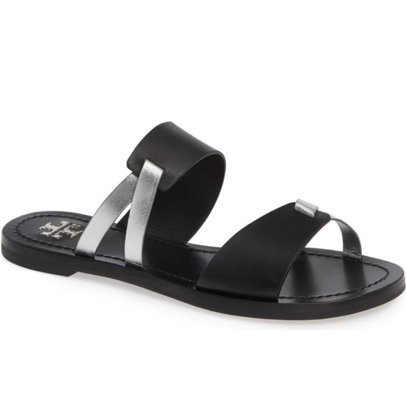 NWOT Women’s RaVello Two-Band Sandal Perfect Black & Silver 9.5